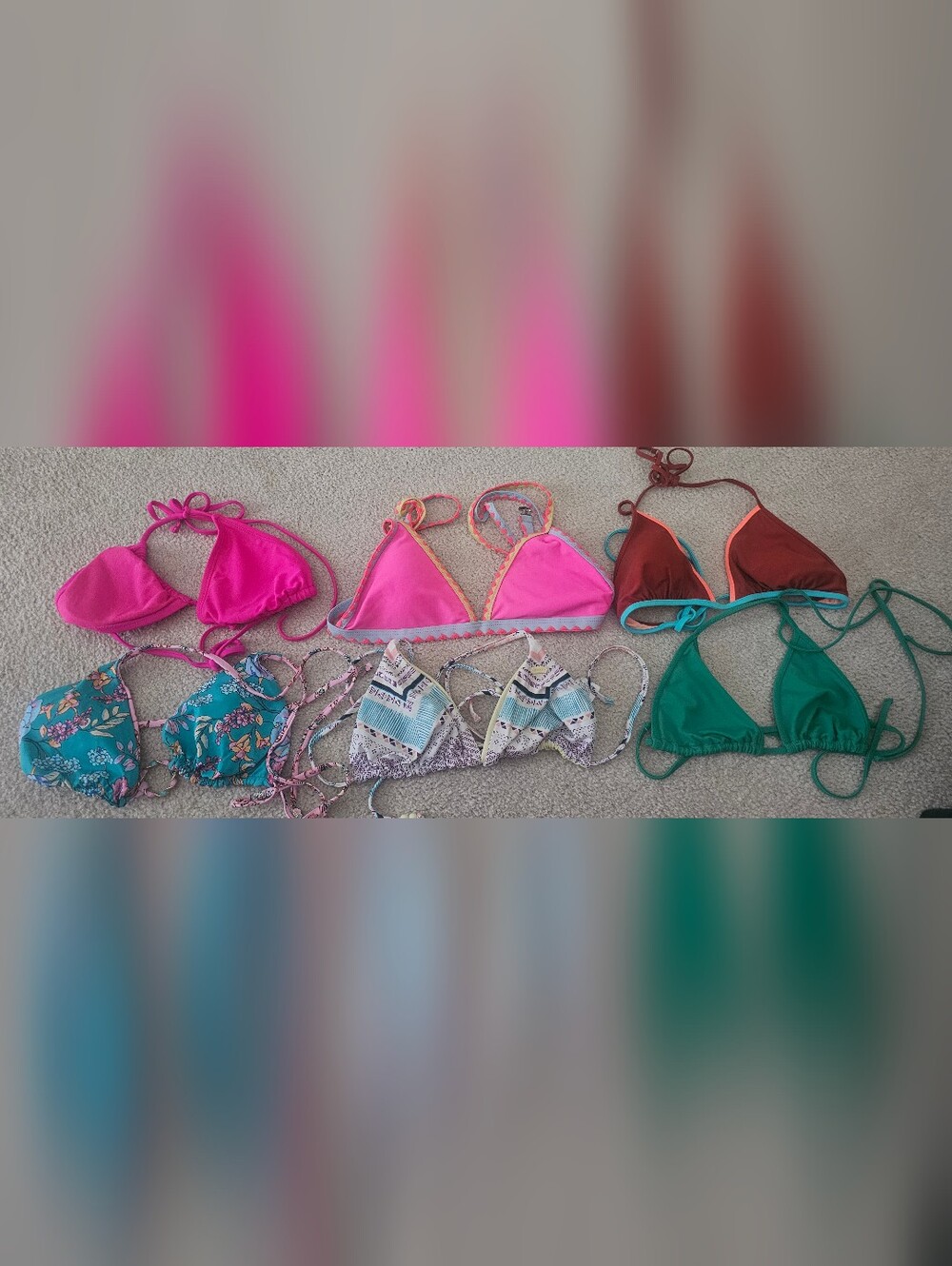 6Assorted swimwear tops features various styles including triangle Styles Size M - Picture 7 of 9
